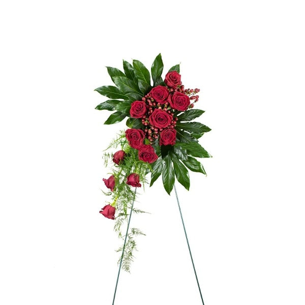 Red Enchanted Funeral Flowers Chicago Standing Spray Bloom Funeral Flowers Chicago