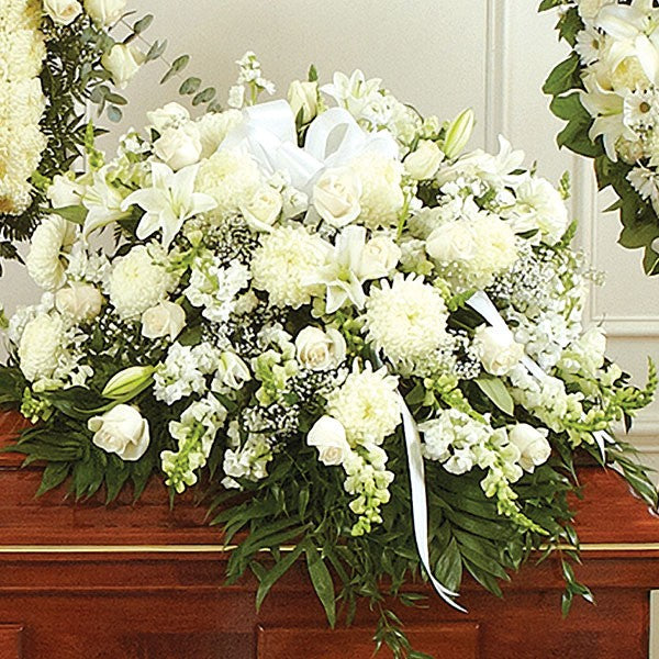 Heartfelt White Casket Cover