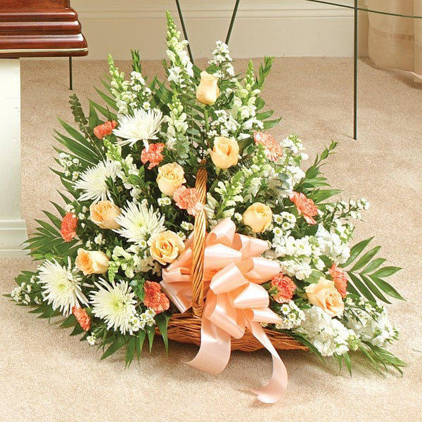 Country Garden Peach & White Fireside Basket