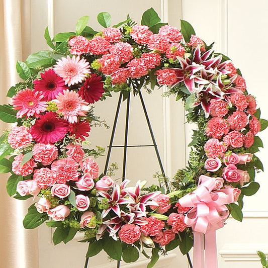 Bloom in Pink Standing Wreath