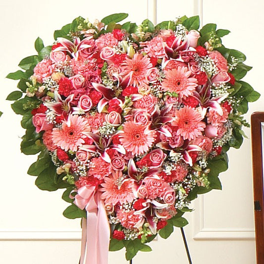 Bloom in Pink Full Heart Wreath