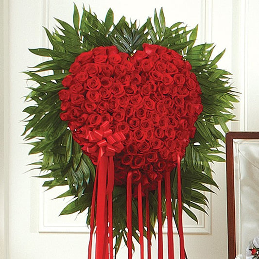 Red Radiance Full Heart Wreath