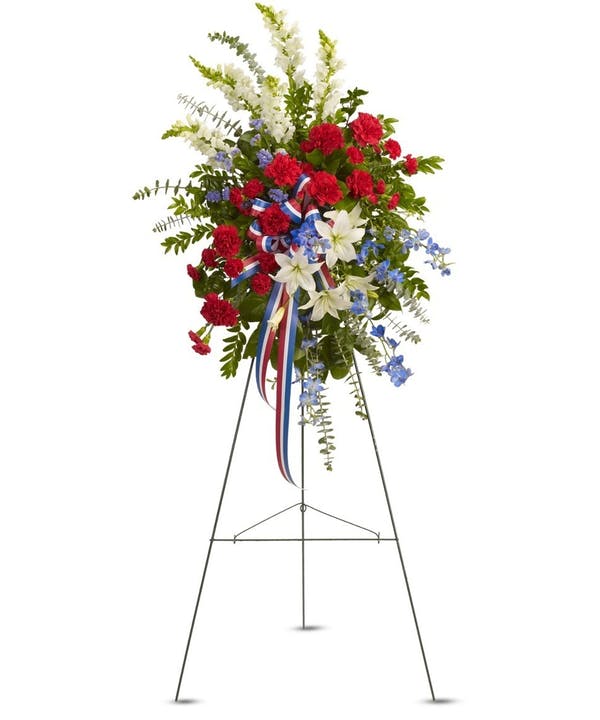 patriotic flower funeral flower delivery sympathy Chicago, IL
